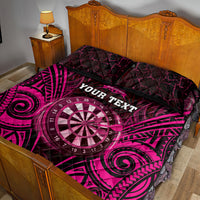 Personalised New Zealand Darts Quilt Bed Set Pink Dart Board Maori Pattern