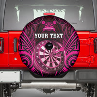 Personalised New Zealand Darts Spare Tire Cover Pink Dart Board Maori Pattern