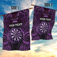 Personalised New Zealand Darts Garden Flag Purple Dart Board Maori Pattern