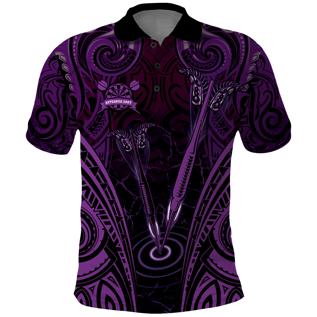 Personalised New Zealand Darts Polo Shirt Purple Dart Board Maori Pattern LT05 Purple - Polynesian Pride