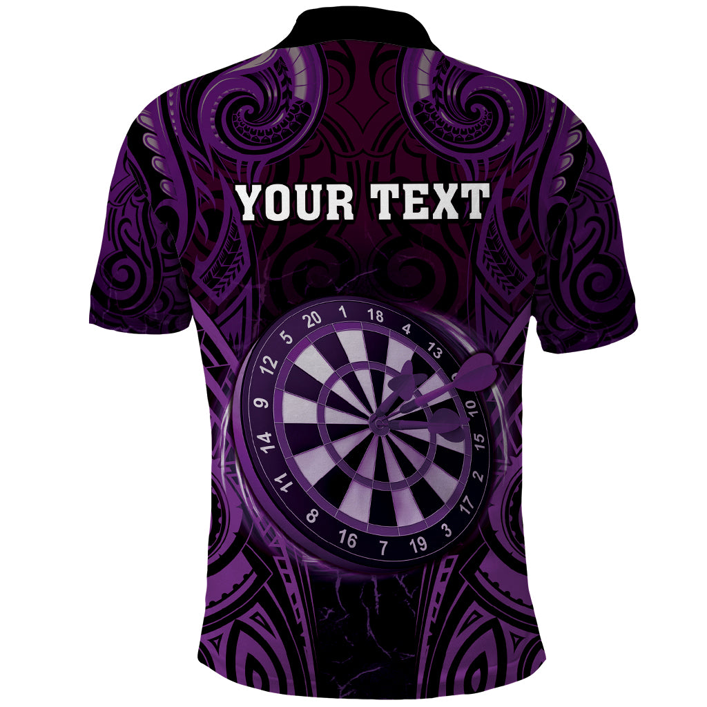 Personalised New Zealand Darts Polo Shirt Purple Dart Board Maori Pattern LT05 - Polynesian Pride