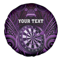 Personalised New Zealand Darts Spare Tire Cover Purple Dart Board Maori Pattern