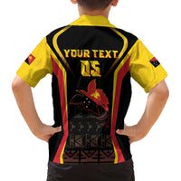 Custom Papua New Guinea Cricket Family Matching Off Shoulder Maxi Dress and Hawaiian Shirt 2024 World Cup