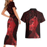 Aotearoa Mana Wahine Couples Matching Short Sleeve Bodycon Dress and Hawaiian Shirt The Spiritual Power Of Women LT05 - Polynesian Pride