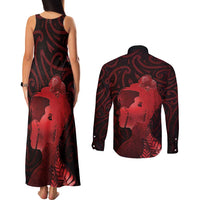 Aotearoa Mana Wahine Couples Matching Tank Maxi Dress and Long Sleeve Button Shirt The Spiritual Power Of Women LT05 - Polynesian Pride