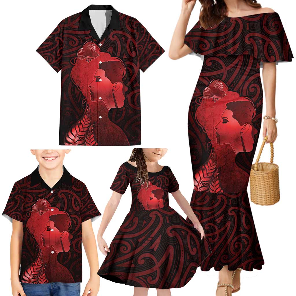 Aotearoa Mana Wahine Family Matching Mermaid Dress and Hawaiian Shirt The Spiritual Power Of Women
