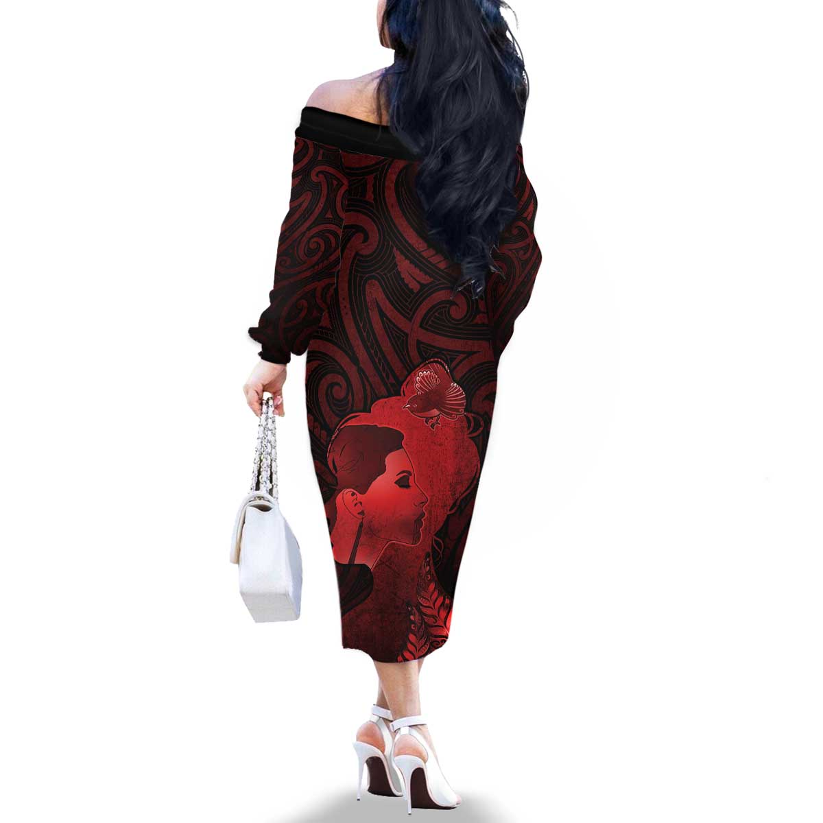 Aotearoa Mana Wahine Family Matching Off The Shoulder Long Sleeve Dress and Hawaiian Shirt The Spiritual Power Of Women LT05 - Polynesian Pride