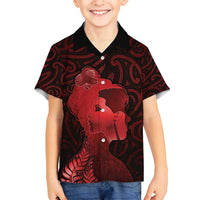 Aotearoa Mana Wahine Family Matching Puletasi and Hawaiian Shirt The Spiritual Power Of Women LT05 Son's Shirt Red - Polynesian Pride