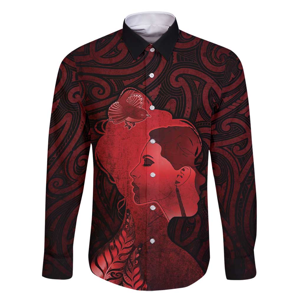 Aotearoa Mana Wahine Family Matching Short Sleeve Bodycon Dress and Hawaiian Shirt The Spiritual Power Of Women LT05 Dad's Shirt - Long Sleeve Red - Polynesian Pride