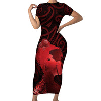 Aotearoa Mana Wahine Family Matching Short Sleeve Bodycon Dress and Hawaiian Shirt The Spiritual Power Of Women LT05 Mom's Dress Red - Polynesian Pride