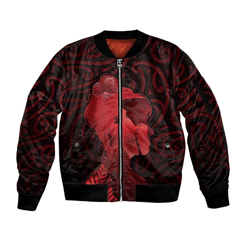 Aotearoa Mana Wahine Sleeve Zip Bomber Jacket The Spiritual Power Of Women