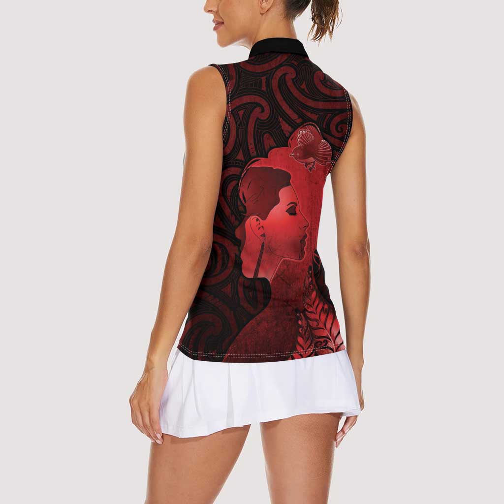 Aotearoa Mana Wahine Women Sleeveless Polo Shirt The Spiritual Power Of Women LT05 - Polynesian Pride
