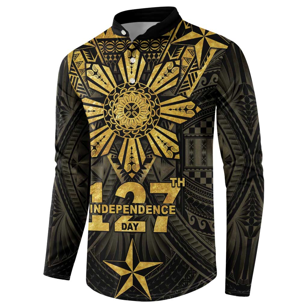 Personalised Philippines Independence Day Button Sweatshirt Filipinos Sun Star Tribal