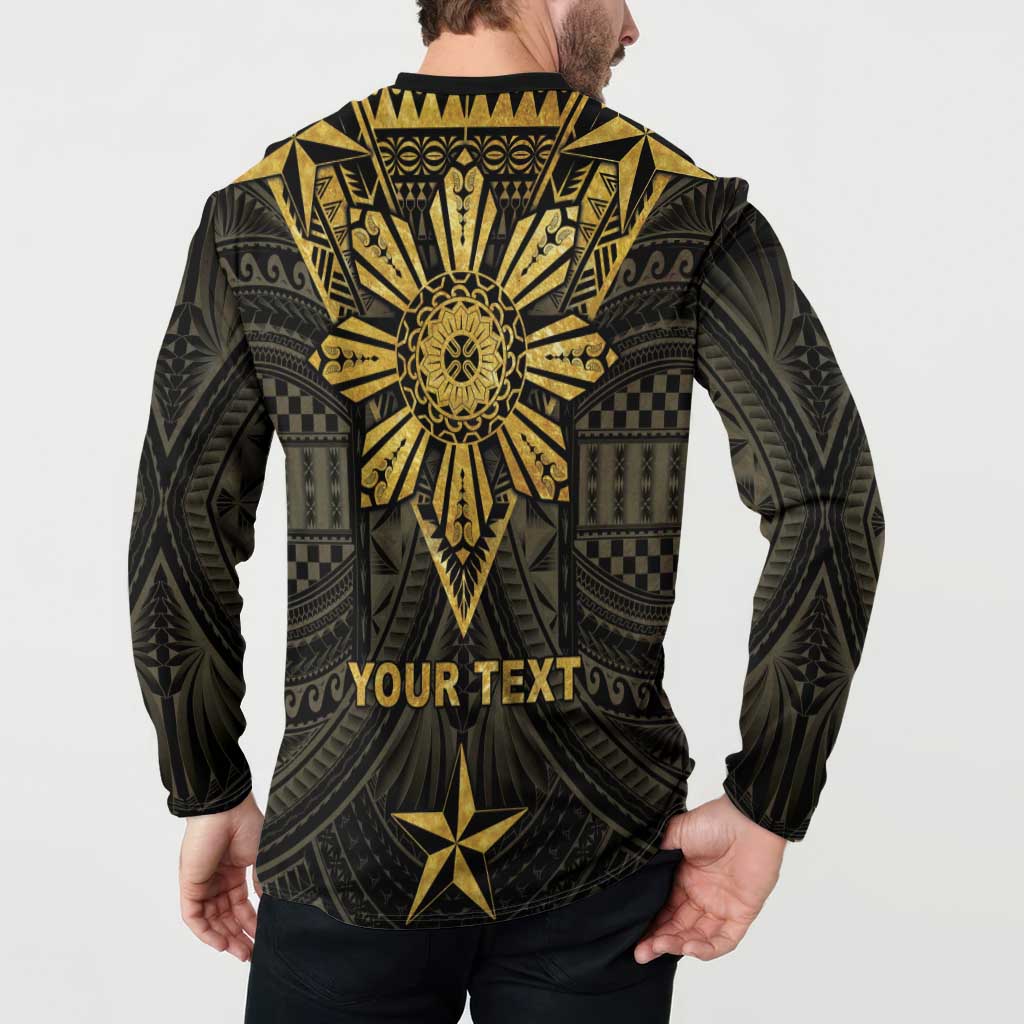 Personalised Philippines Independence Day Button Sweatshirt Filipinos Sun Star Tribal