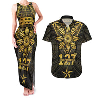 Personalised Philippines Independence Day Couples Matching Tank Maxi Dress and Hawaiian Shirt Filipinos Sun Star Tribal