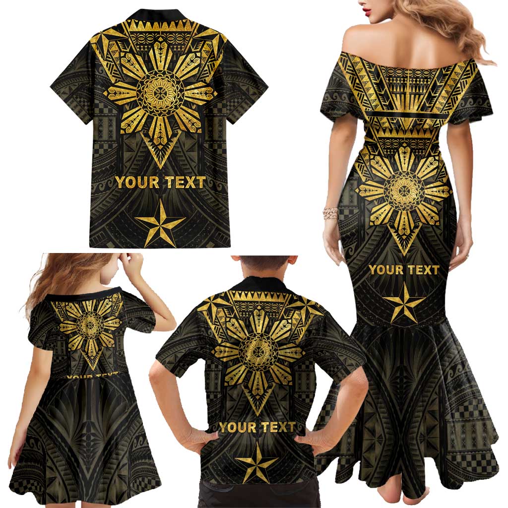 Personalised Philippines Independence Day Family Matching Mermaid Dress and Hawaiian Shirt Filipinos Sun Star Tribal