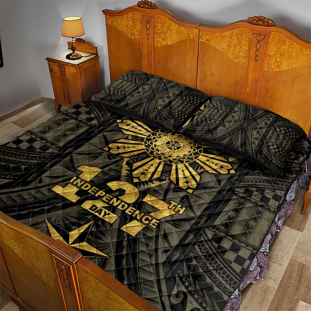 Philippines Independence Day Quilt Bed Set Filipinos Sun Star Tribal