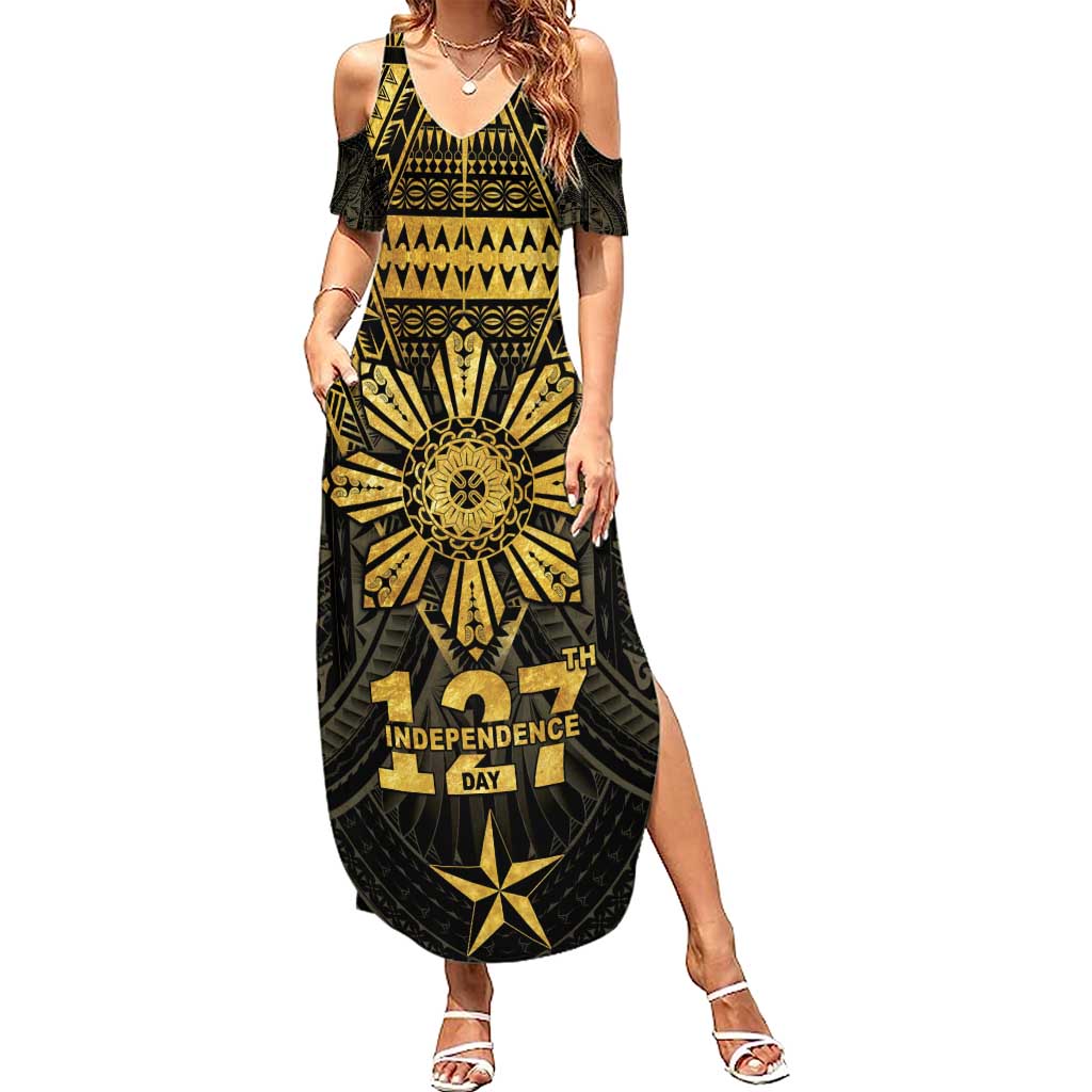 Personalised Philippines Independence Day Summer Maxi Dress Filipinos Sun Star Tribal