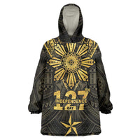Personalised Philippines Independence Day Wearable Blanket Hoodie Filipinos Sun Star Tribal