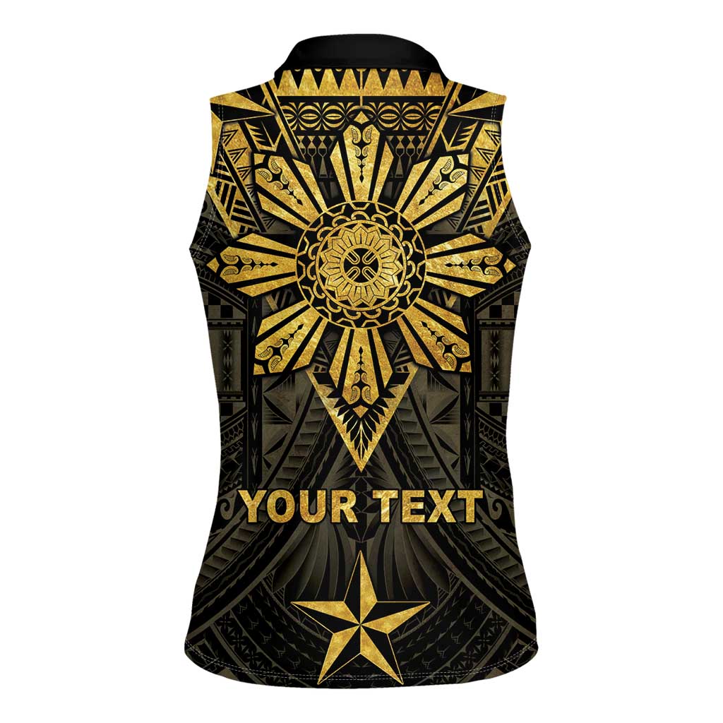 Personalised Philippines Independence Day Women Sleeveless Polo Shirt Filipinos Sun Star Tribal