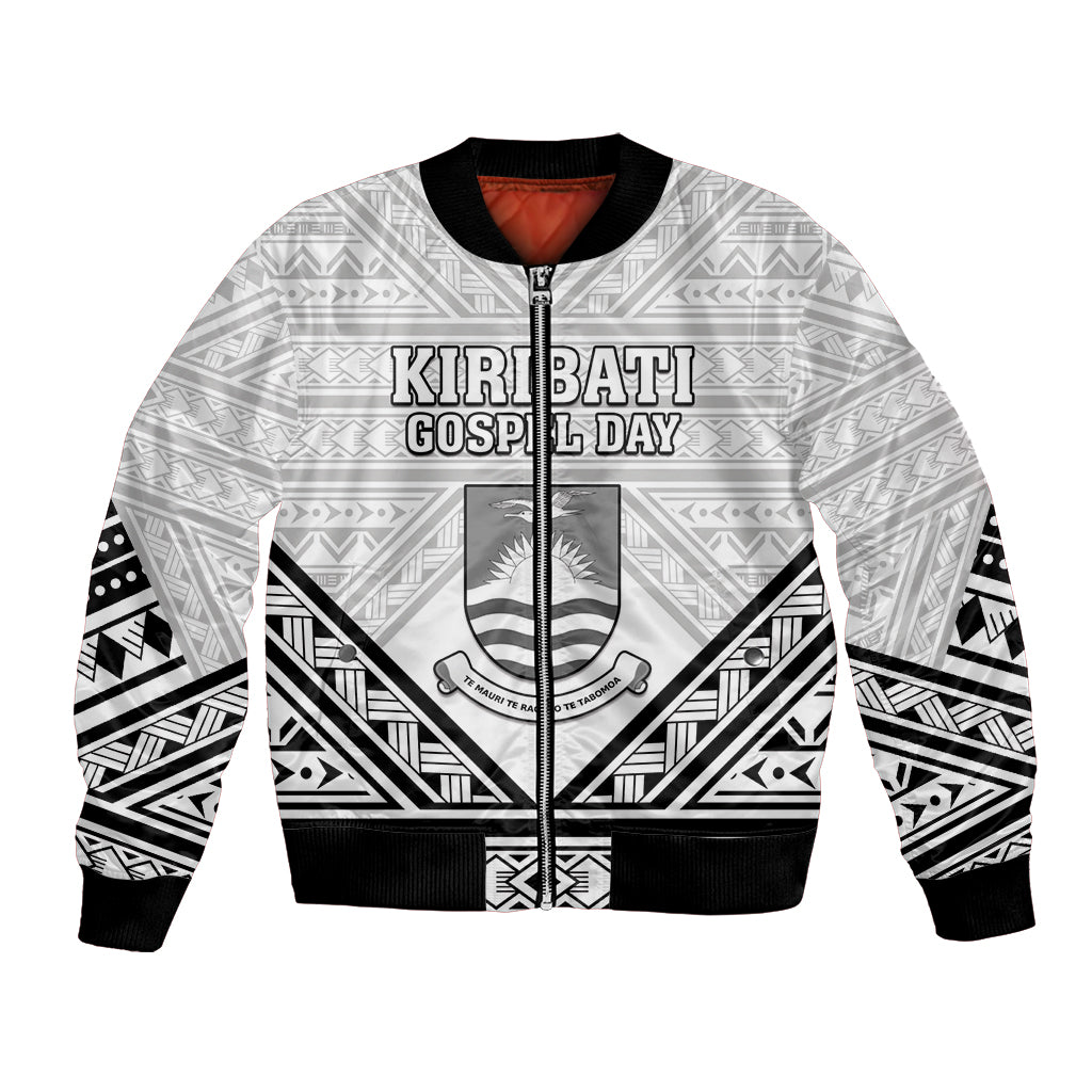 Personalised Kiribati Gospel Day Bomber Jacket Coat Of Arms Polynesian Pattern