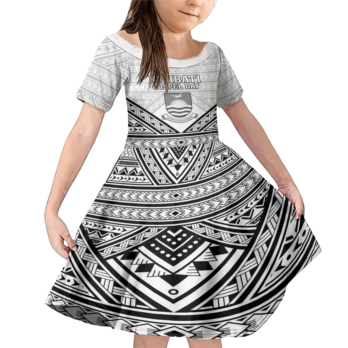 Personalised Kiribati Gospel Day Family Matching Mermaid Dress and Hawaiian Shirt Coat Of Arms Polynesian Pattern