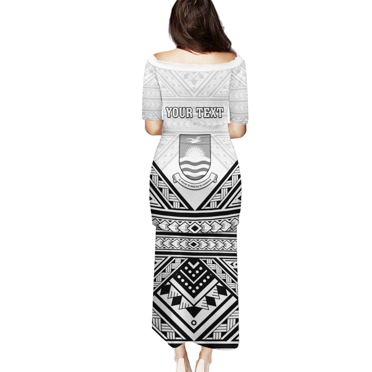 Personalised Kiribati Gospel Day Family Matching Puletasi and Hawaiian Shirt Coat Of Arms Polynesian Pattern