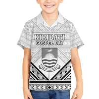 Personalised Kiribati Gospel Day Hawaiian Shirt Coat Of Arms Polynesian Pattern