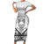 Personalised Kiribati Gospel Day Short Sleeve Bodycon Dress Coat Of Arms Polynesian Pattern