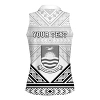 Personalised Kiribati Gospel Day Women Sleeveless Polo Shirt Coat Of Arms Polynesian Pattern