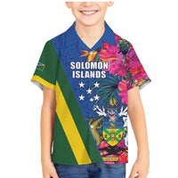 Solomon Islands Independence Day Family Matching Mermaid Dress and Hawaiian Shirt Coat Of Arms With Tropical Flowers