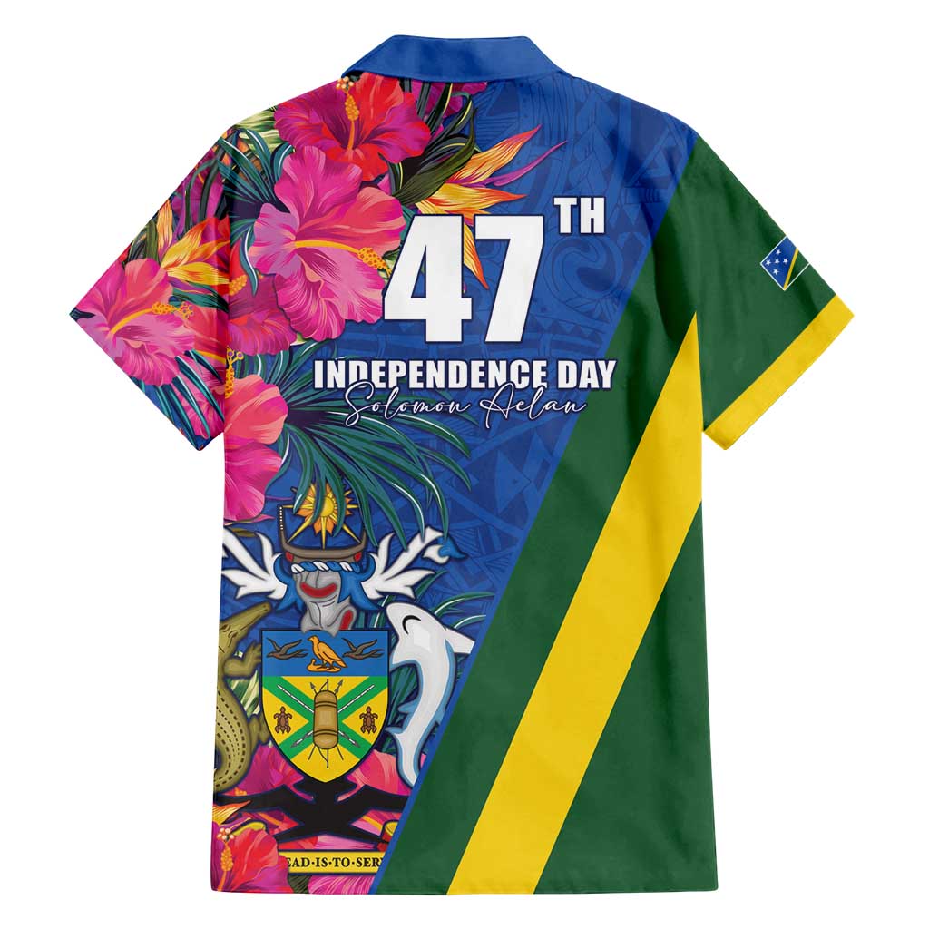 Solomon Islands Independence Day Family Matching Puletasi and Hawaiian Shirt Coat Of Arms With Tropical Flowers