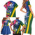 Solomon Islands Independence Day Family Matching Short Sleeve Bodycon Dress and Hawaiian Shirt Coat Of Arms With Tropical Flowers