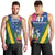 Solomon Islands Independence Day Men Tank Top Coat Of Arms With Tropical Flowers