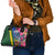 Solomon Islands Independence Day Shoulder Handbag Coat Of Arms With Tropical Flowers
