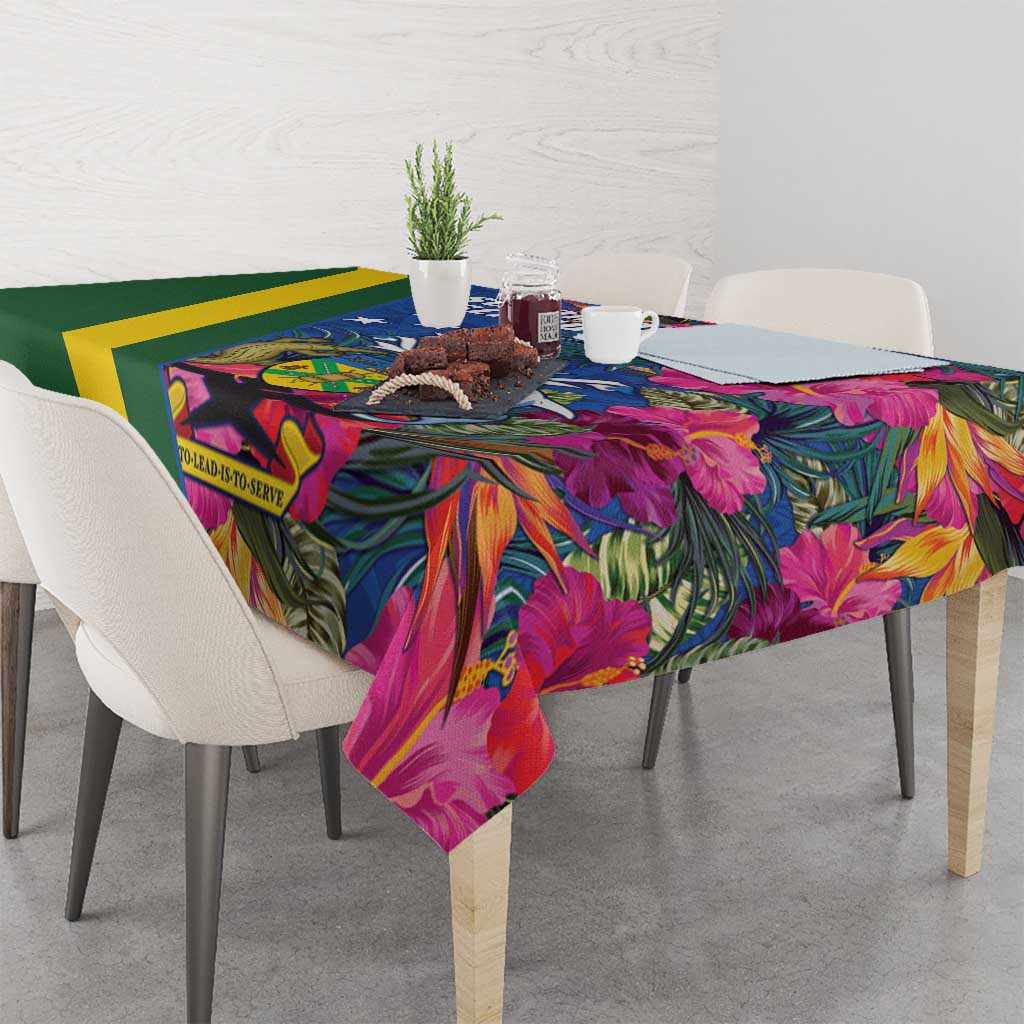 Solomon Islands Independence Day Tablecloth Coat Of Arms With Tropical Flowers