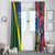 Solomon Islands Independence Day Window Curtain Coat Of Arms With Tropical Flowers