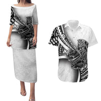 Solomon Islands Nguzunguzu Couples Matching Puletasi and Hawaiian Shirt Polynesian Tribal Pattern