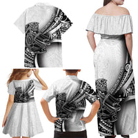 Solomon Islands Nguzunguzu Family Matching Off Shoulder Maxi Dress and Hawaiian Shirt Polynesian Tribal Pattern LT05 - Polynesian Pride