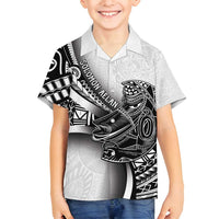 Solomon Islands Nguzunguzu Family Matching Off Shoulder Maxi Dress and Hawaiian Shirt Polynesian Tribal Pattern LT05 Son's Shirt White - Polynesian Pride