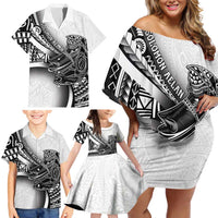 Solomon Islands Nguzunguzu Family Matching Off Shoulder Short Dress and Hawaiian Shirt Polynesian Tribal Pattern LT05 - Polynesian Pride