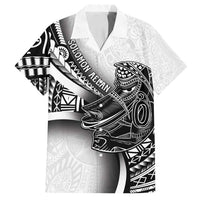 Solomon Islands Nguzunguzu Family Matching Off Shoulder Short Dress and Hawaiian Shirt Polynesian Tribal Pattern LT05 Dad's Shirt - Short Sleeve White - Polynesian Pride