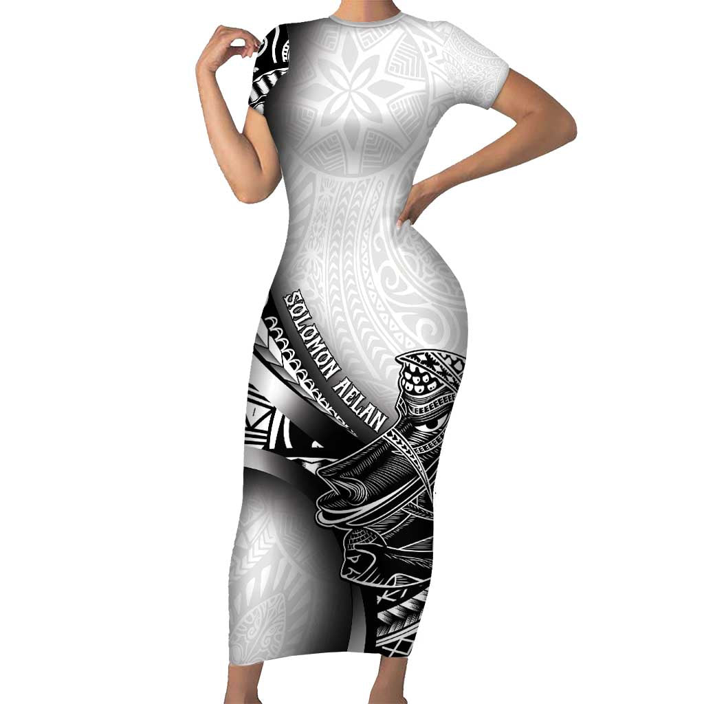 Solomon Islands Nguzunguzu Family Matching Short Sleeve Bodycon Dress and Hawaiian Shirt Polynesian Tribal Pattern