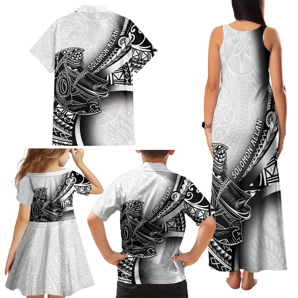 Solomon Islands Nguzunguzu Family Matching Tank Maxi Dress and Hawaiian Shirt Polynesian Tribal Pattern