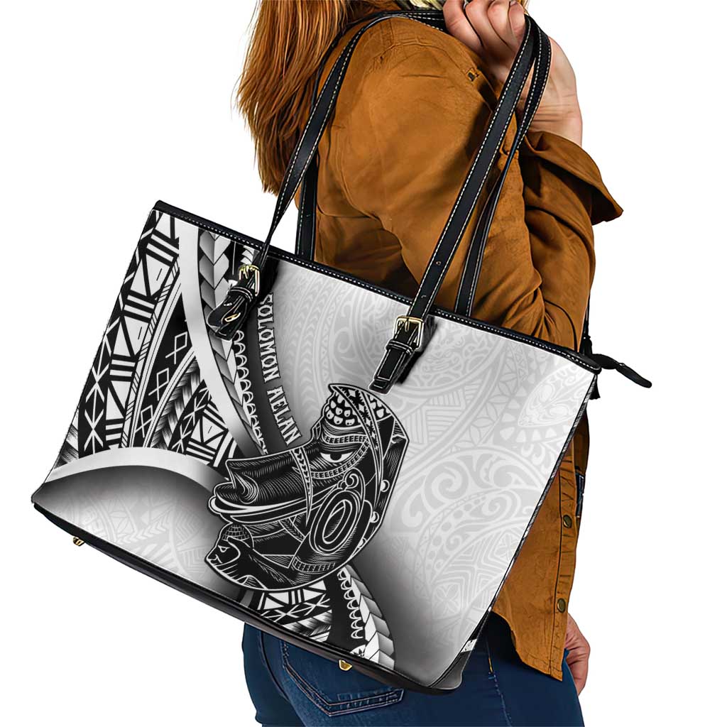Solomon Islands Nguzunguzu Leather Tote Bag Polynesian Tribal Pattern LT05 - Polynesian Pride