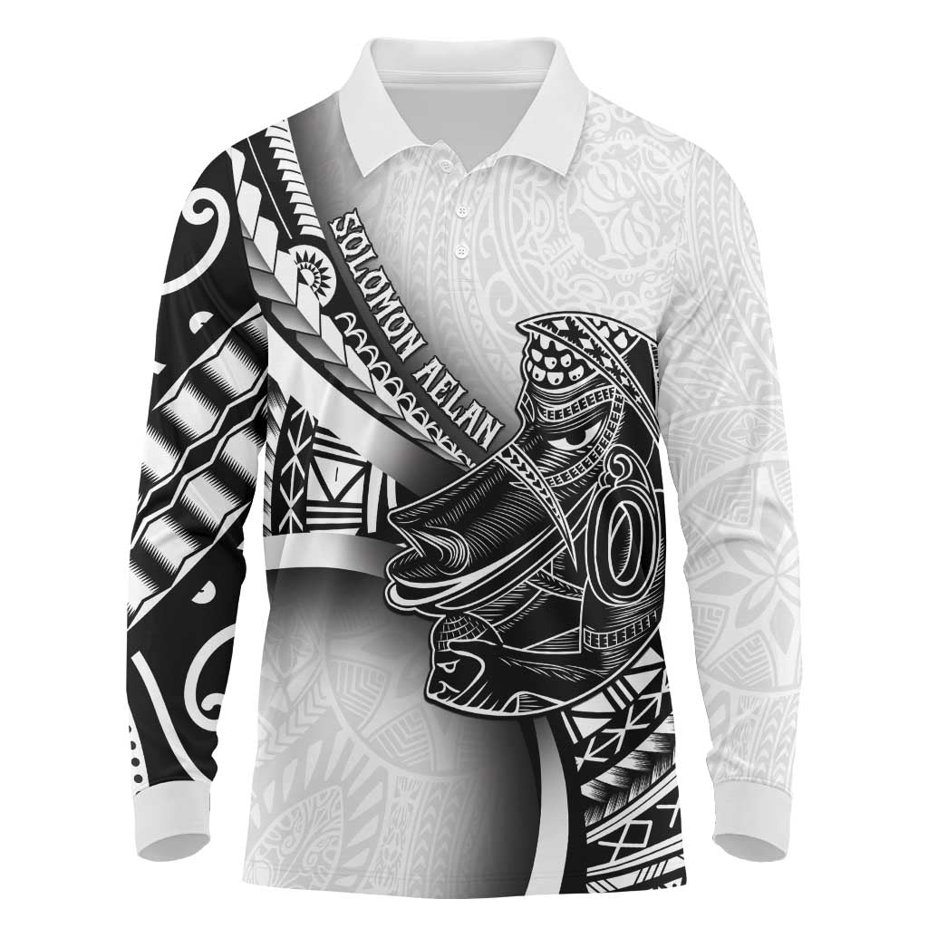 Solomon Islands Nguzunguzu Long Sleeve Polo Shirt Polynesian Tribal Pattern