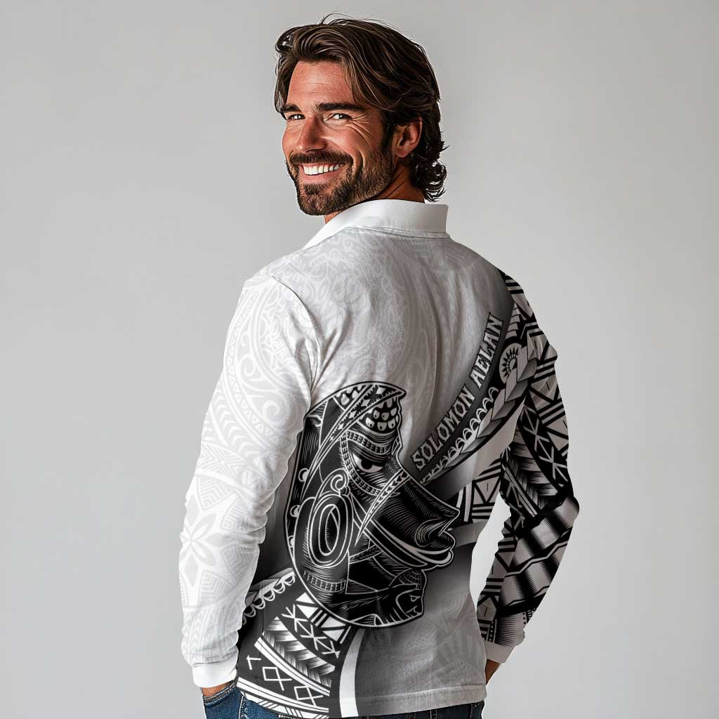 Solomon Islands Nguzunguzu Long Sleeve Polo Shirt Polynesian Tribal Pattern