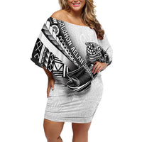 Solomon Islands Nguzunguzu Off Shoulder Short Dress Polynesian Tribal Pattern