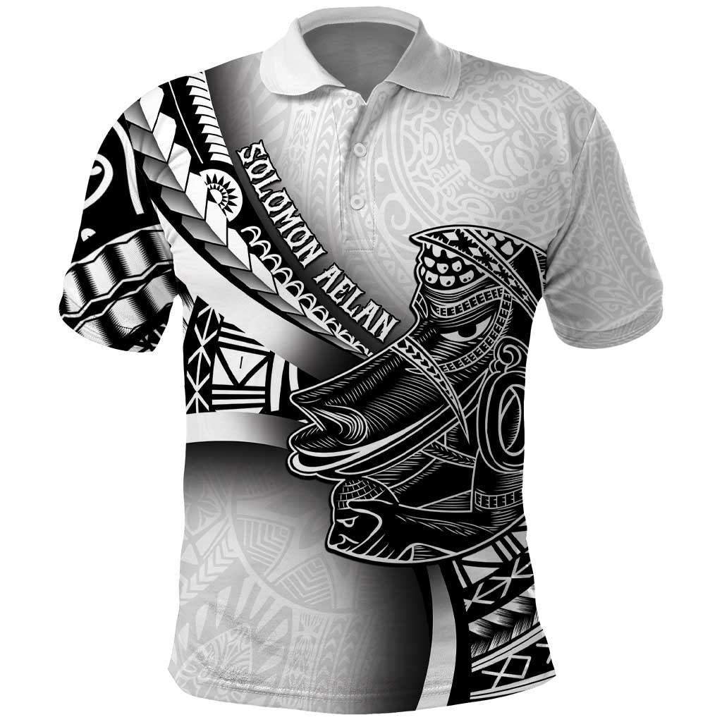 Solomon Islands Nguzunguzu Polo Shirt Polynesian Tribal Pattern LT05 White - Polynesian Pride