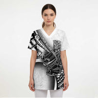 Solomon Islands Nguzunguzu Scrub Top Polynesian Tribal Pattern - Polynesian Pride